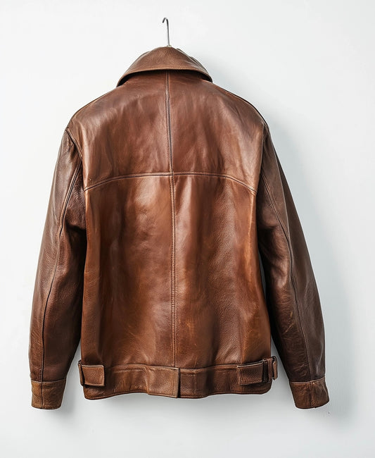 TRAFALGAR LINE MEN'S OVERSIZED DISTRESSED LEATHER JACKET