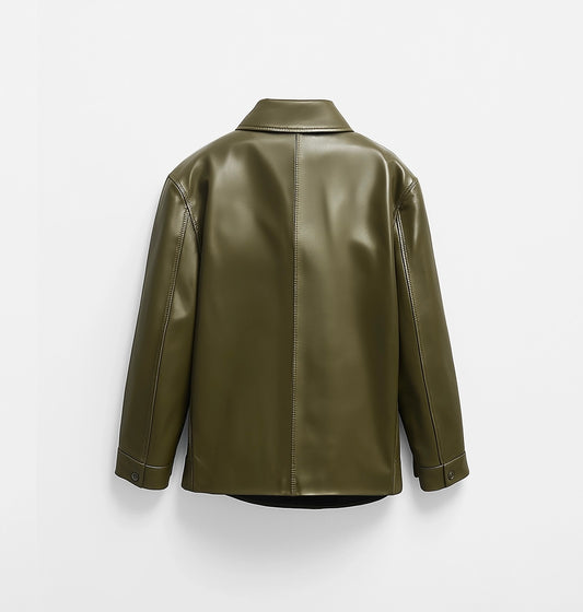 BELGRAVIA EDITION,WOMEN OVERSIZED LEATHER JACKET