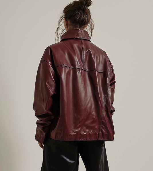 SERA LINE, WOMEN OVERSIZED LEATHER JACKET
