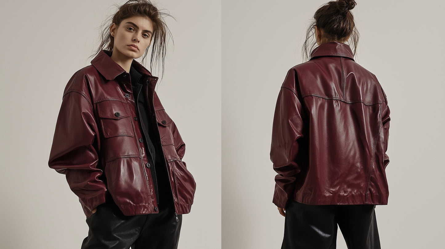 SERA LINE, WOMEN OVERSIZED LEATHER JACKET