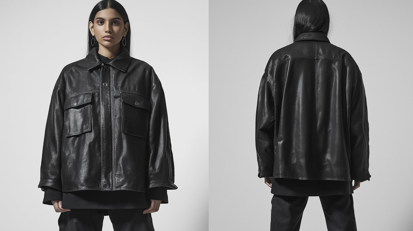 CAMBRIDGE LEGACY,WOMEN OVERSIZED LEATHER JACKET