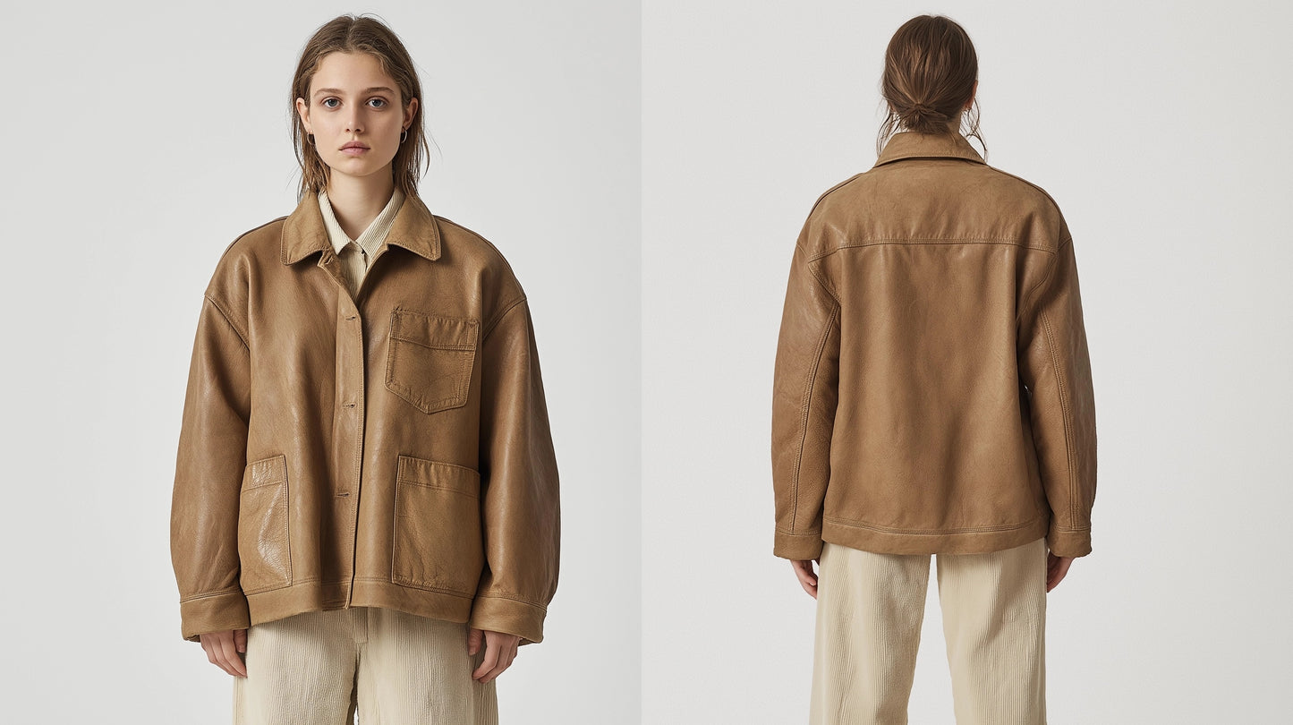 IVY NOIR, WOMEN OVERSIZED LEATHER JACKET