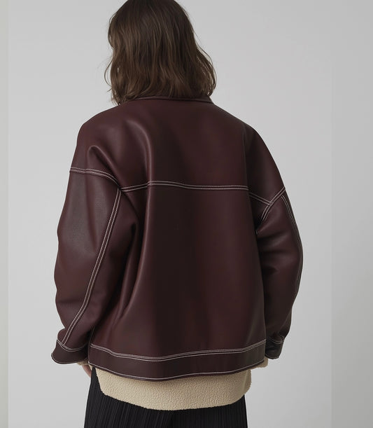 NOVA LEGACY, WOMEN OVERSIZED LEATHER JACKET