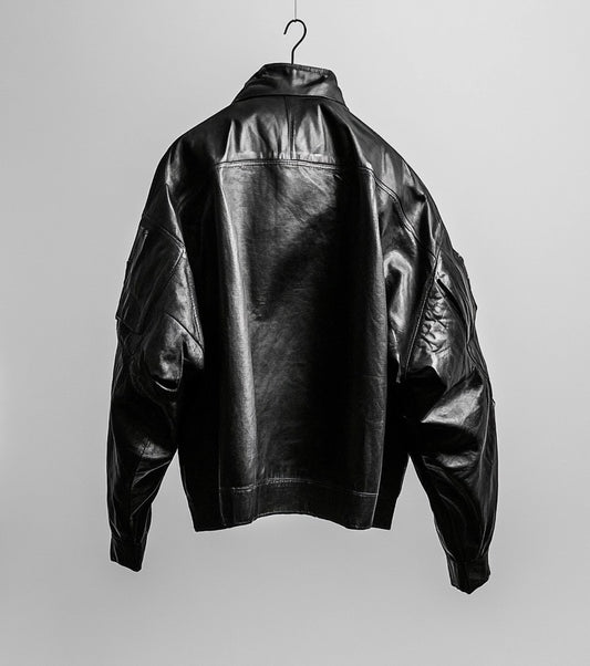 MONOCHROME MAJESTY WOMEN OVERSIZED LEATHER JACKET