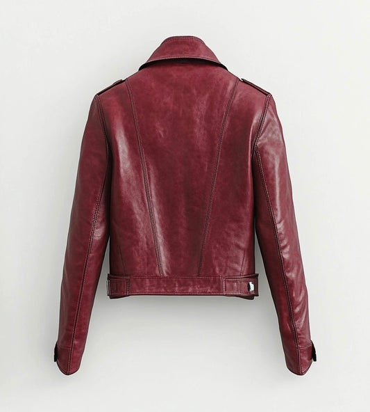 THE VINTAGE VIXEN OVERSIZED WOMEN BIKER LEATHER JACKET