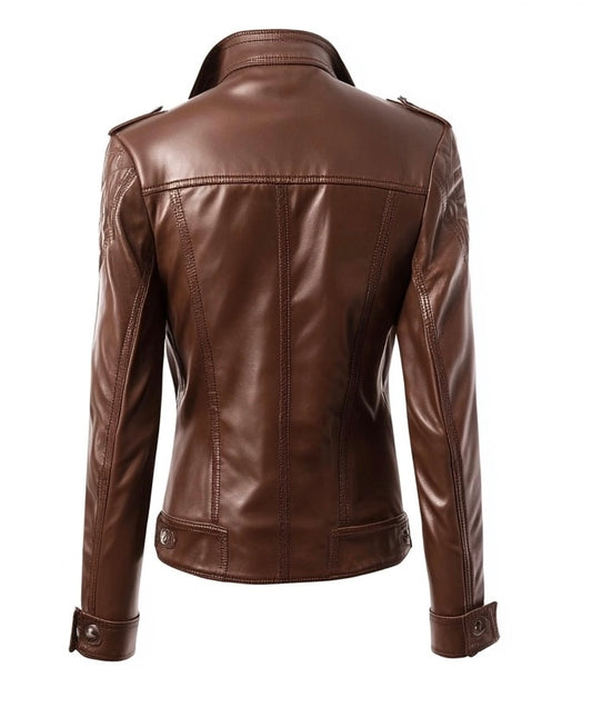 FEMININE, WOMEN BIKER LEATHER JACKET