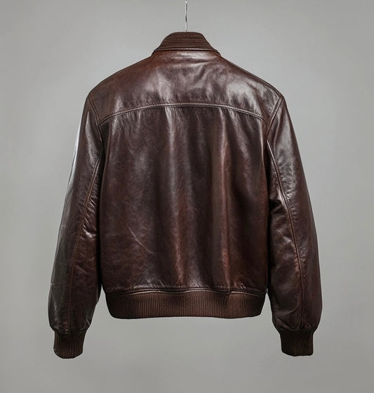 SIGNATURE MEN'S OVERSIZED BOMBER LEATHER JACKET