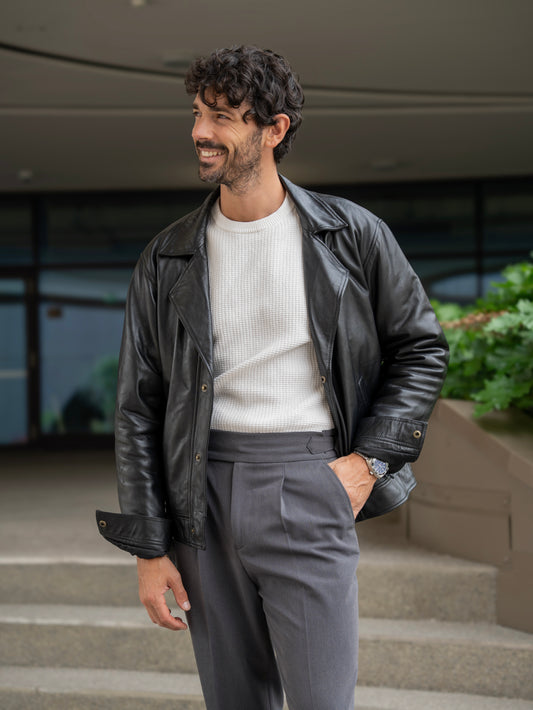 CLASSIC AVIATOR MEN'S OVERSIZED LEATHER JACKET