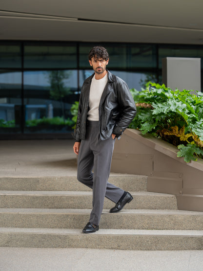 CLASSIC AVIATOR MEN'S OVERSIZED LEATHER JACKET