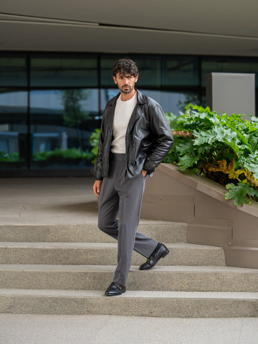 CLASSIC AVIATOR MEN'S OVERSIZED LEATHER JACKET