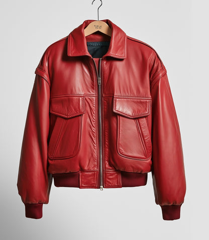 CAMDEN ROUGE, WOMEN OVERSIZED LEATHER JACKET