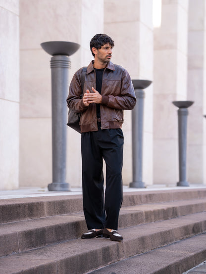 OUTLAW SPIRIT MEN'S OVERSIZED LEATHER JACKET