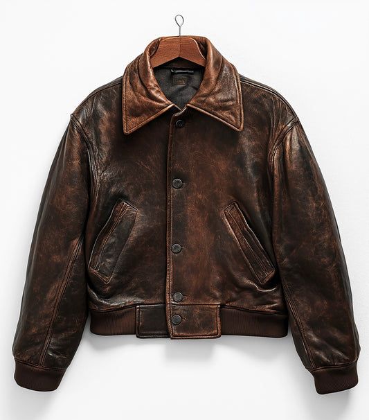 IMPERIAL LINE,WOMEN OVERSIZED DISTRESSED LEATHER JACKET