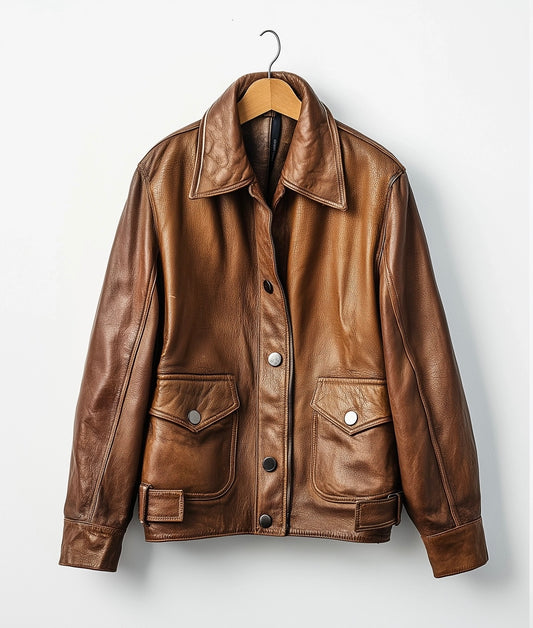 TRAFALGAR LINE MEN'S OVERSIZED DISTRESSED LEATHER JACKET