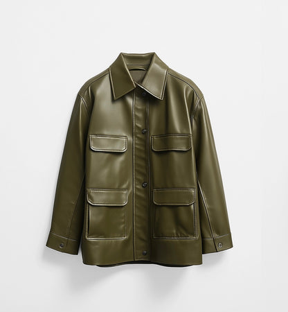 BELGRAVIA EDITION,WOMEN OVERSIZED LEATHER JACKET