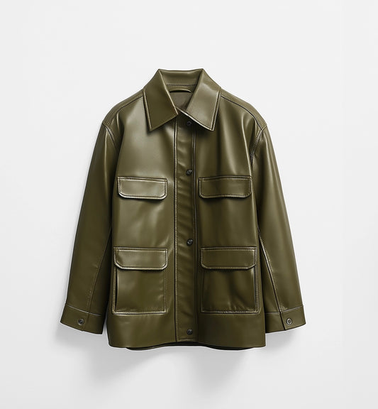 BELGRAVIA EDITION,WOMEN OVERSIZED LEATHER JACKET