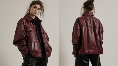 SERA LINE, WOMEN OVERSIZED LEATHER JACKET