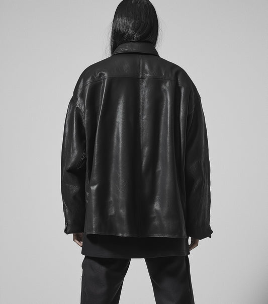 CAMBRIDGE LEGACY,WOMEN OVERSIZED LEATHER JACKET
