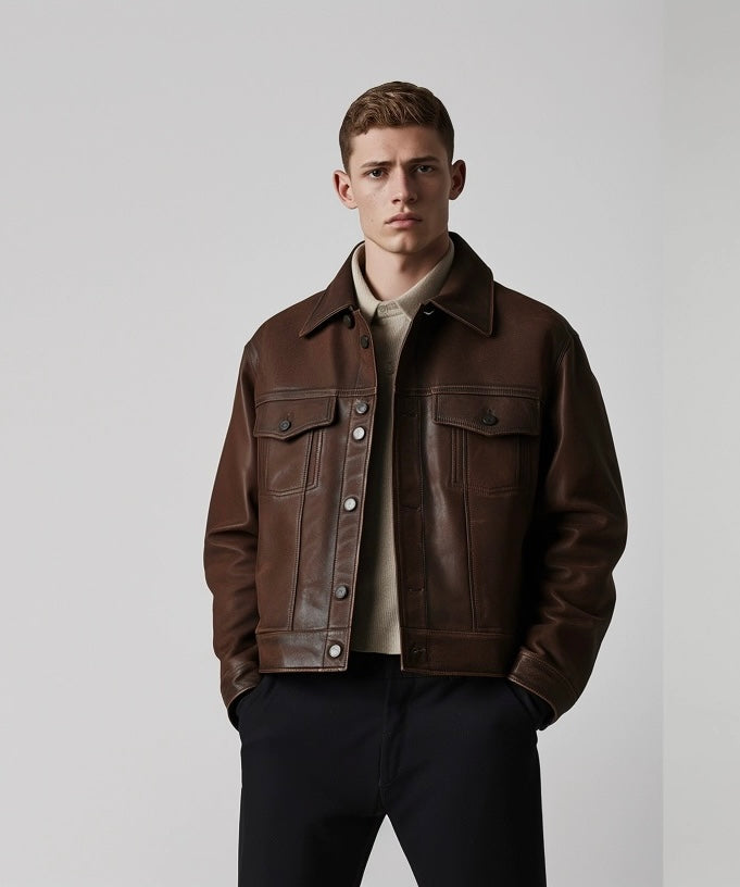 THE YORK MEN'S OVERSIZED LEATHER JACKET