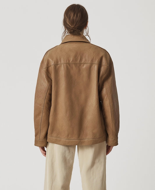 IVY NOIR, WOMEN OVERSIZED LEATHER JACKET