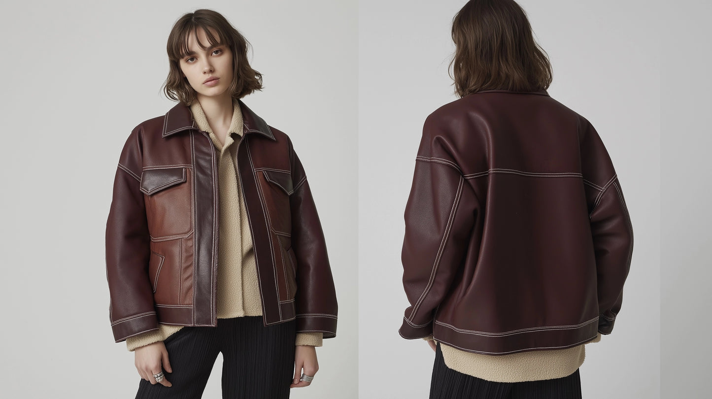 NOVA LEGACY, WOMEN OVERSIZED LEATHER JACKET