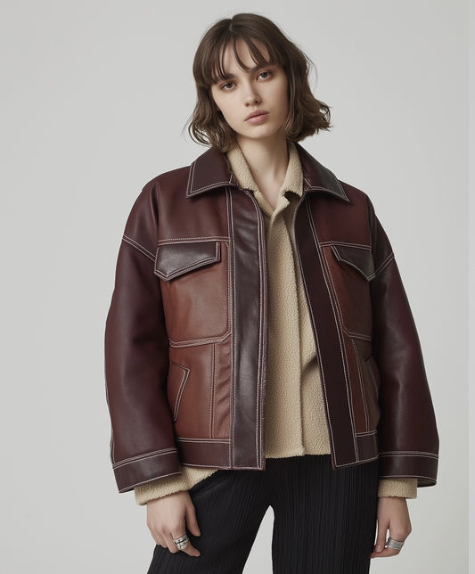 NOVA LEGACY, WOMEN OVERSIZED LEATHER JACKET