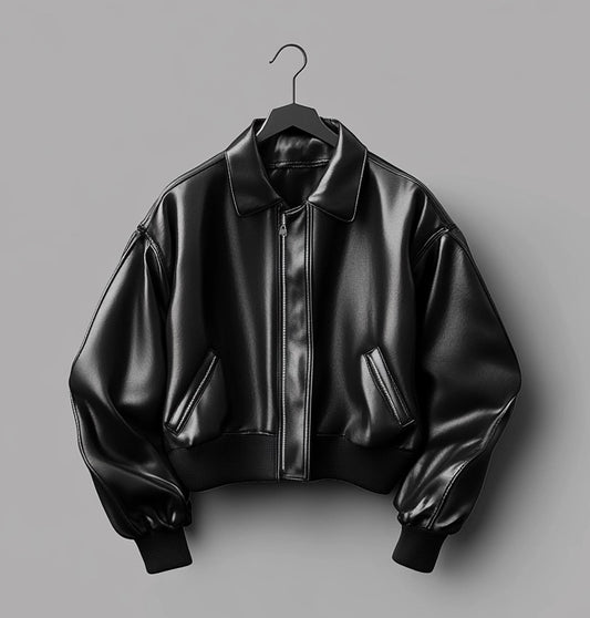 EDGY WOMEN OVERSIZED LEATHER BOMBER JACKET