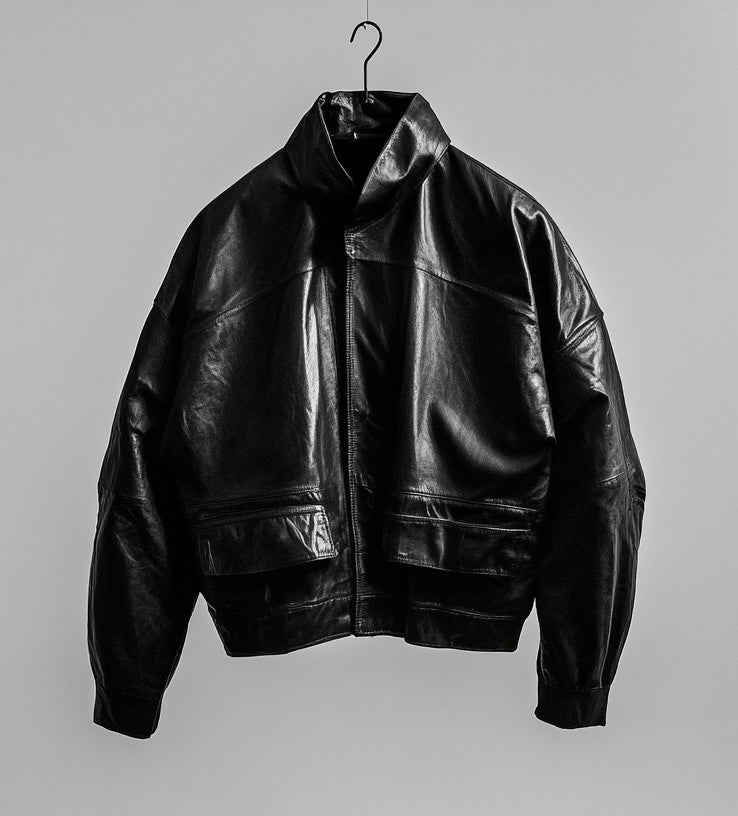 MONOCHROME MAJESTY WOMEN OVERSIZED LEATHER JACKET