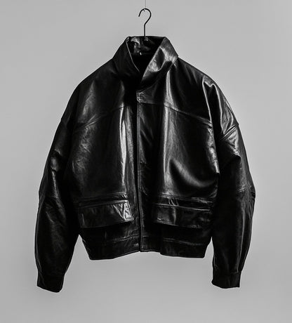 MONOCHROME MAJESTY WOMEN OVERSIZED LEATHER JACKET