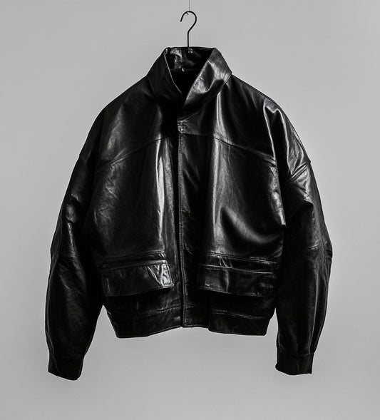 MONOCHROME MAJESTY WOMEN OVERSIZED LEATHER JACKET