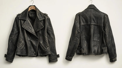 EDGY ENIGMA WOMEN OVERSIZED DISTRESSED LEATHER JACKET