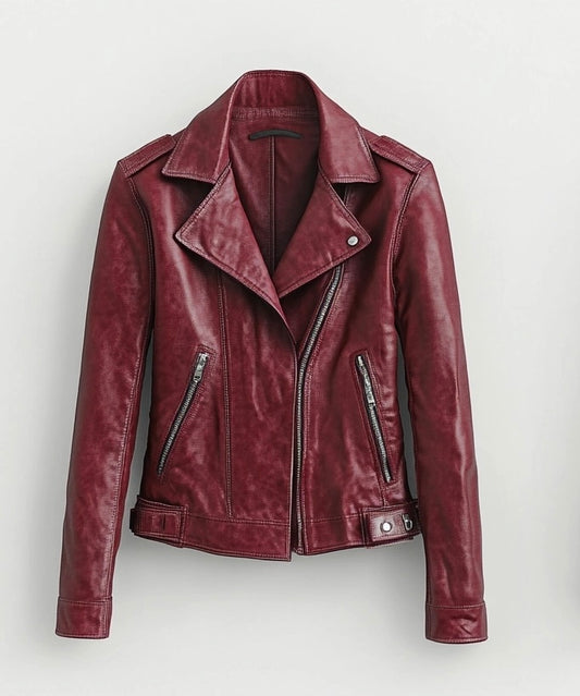 THE VINTAGE VIXEN OVERSIZED WOMEN BIKER LEATHER JACKET