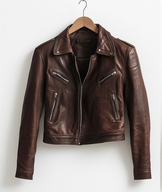 WOMEN CROPPED LEATHER JACKET