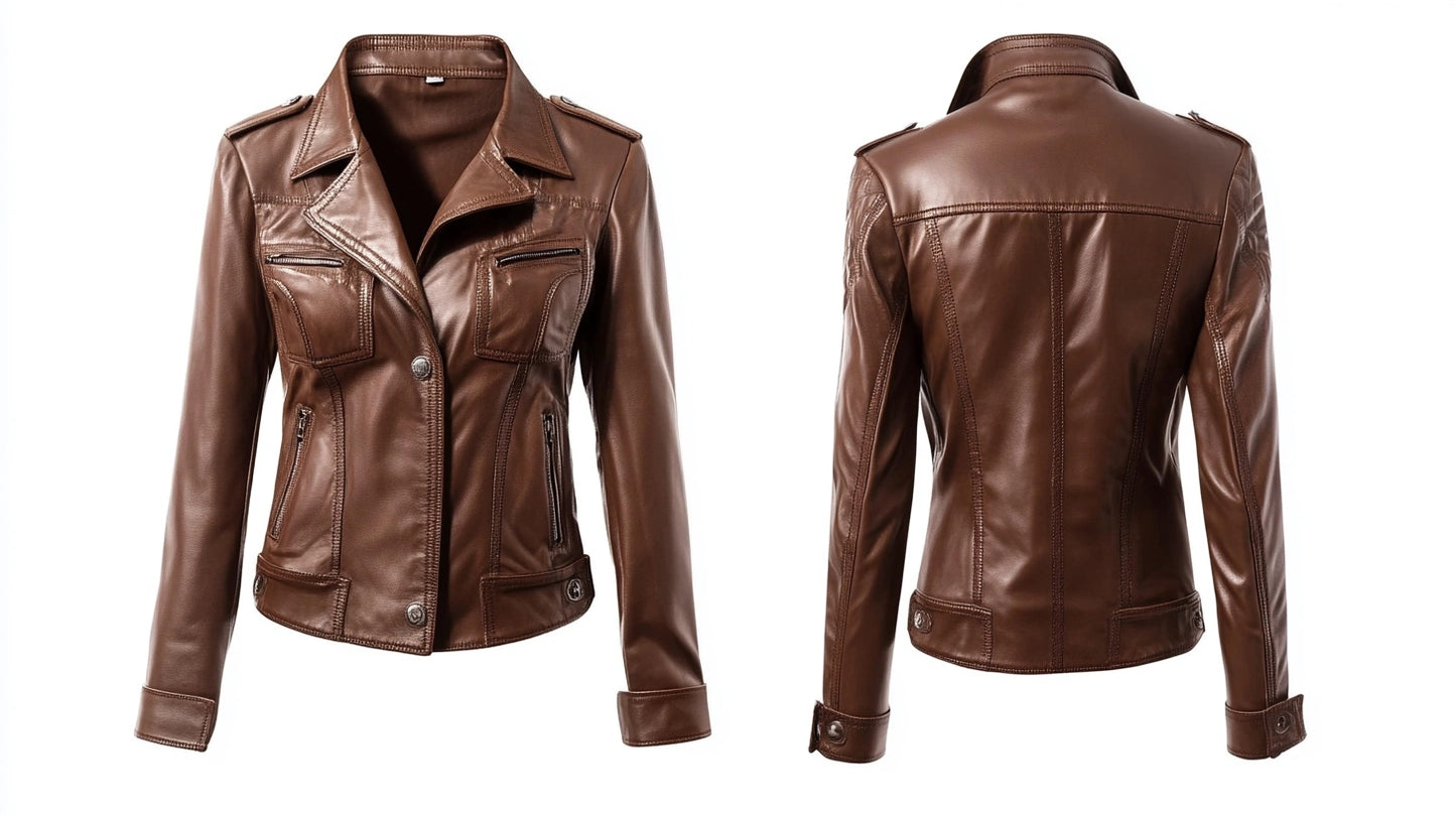 FEMININE, WOMEN BIKER LEATHER JACKET