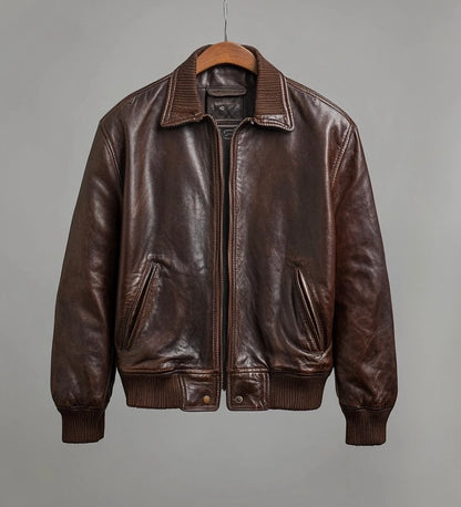 SIGNATURE MEN'S OVERSIZED BOMBER LEATHER JACKET