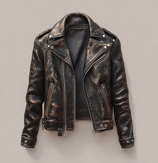 RAFAH WOMEN OVERSIZED BIKER LEATHER JACKET