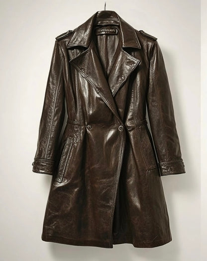 THE BROWN BEAUTY WOMEN LEATHER COAT