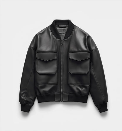 OPULENT WOMEN OVERSIZED LEATHER BOMBER