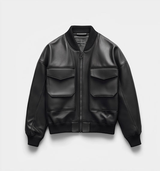 OPULENT WOMEN OVERSIZED LEATHER BOMBER