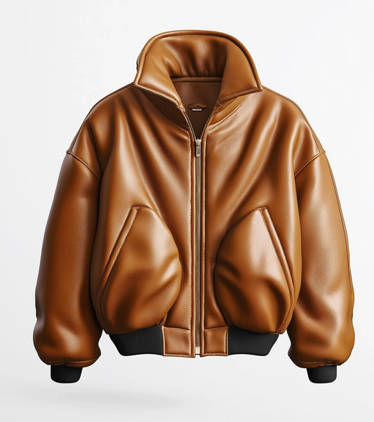 THE BOLD BOMBER MEN'S OVERSIZED LEATHER JACKET