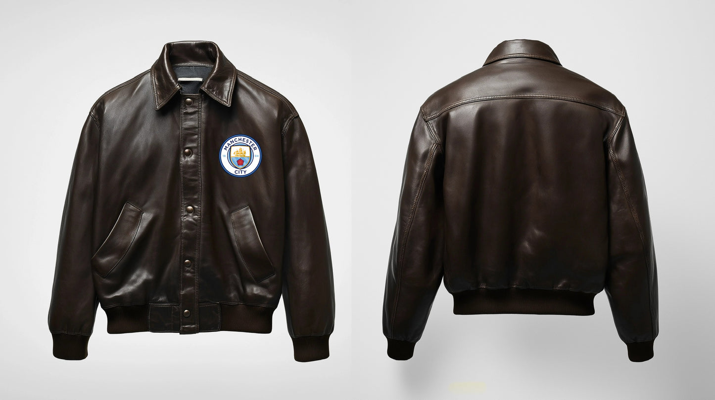 MANCHESTER CITY CUT, MEN's OVERSIZED LEATHER JACKET