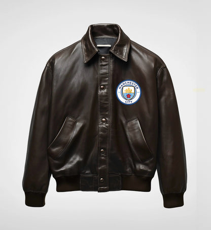 MANCHESTER CITY CUT, MEN's OVERSIZED LEATHER JACKET